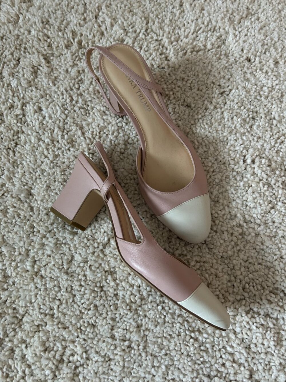 Ivanka Trump Pink & White Color Block Slingback Heels